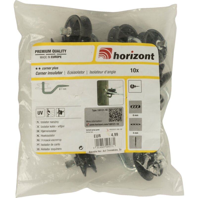 Horizont Seilisolator farmer corner plus, Schwarz, bis 8 mm, 10 Stück Horizont 100121-10 Horizont