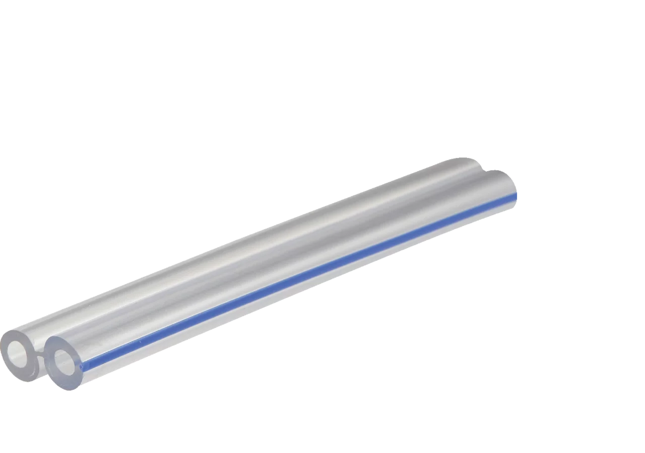 Doppelluftschlauch PVC, AD 13 x ID 7 mm, blauer Streifen, Meterware GartenShop24