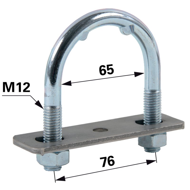 Suevia Befestigungsbügel M12, inkl. Verstärkungsplatte Suevia 101.0167 – Zur Befestigung an Standpfosten 1 1/2" bis 2" Suevia