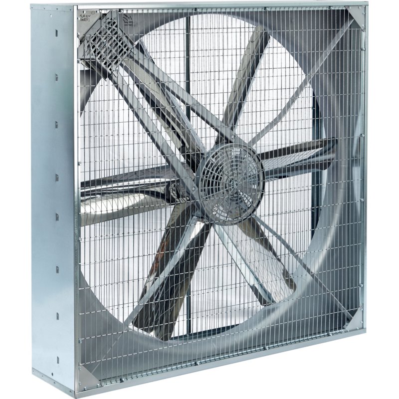 Großraumlüfter ES100 400 V IE2 Elektromotor mit Edelstahl-Sichel-Flügeln, 78 cm Rotordurchmesser