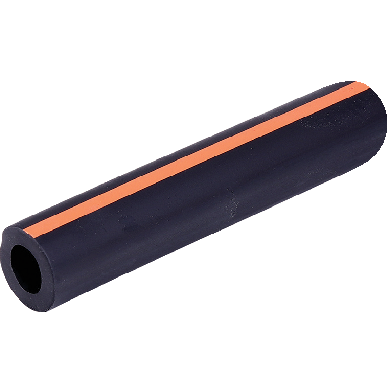 Milchschlauch Gummi, oranger Streifen, ID 14 mm, Rollenware, 25 m – Rolle mit 25 m Schlauch