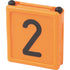 Halsbandnummer Nr. 2 Orange 54 x 59 mm – Frontansicht mit beidseitiger Beschriftung