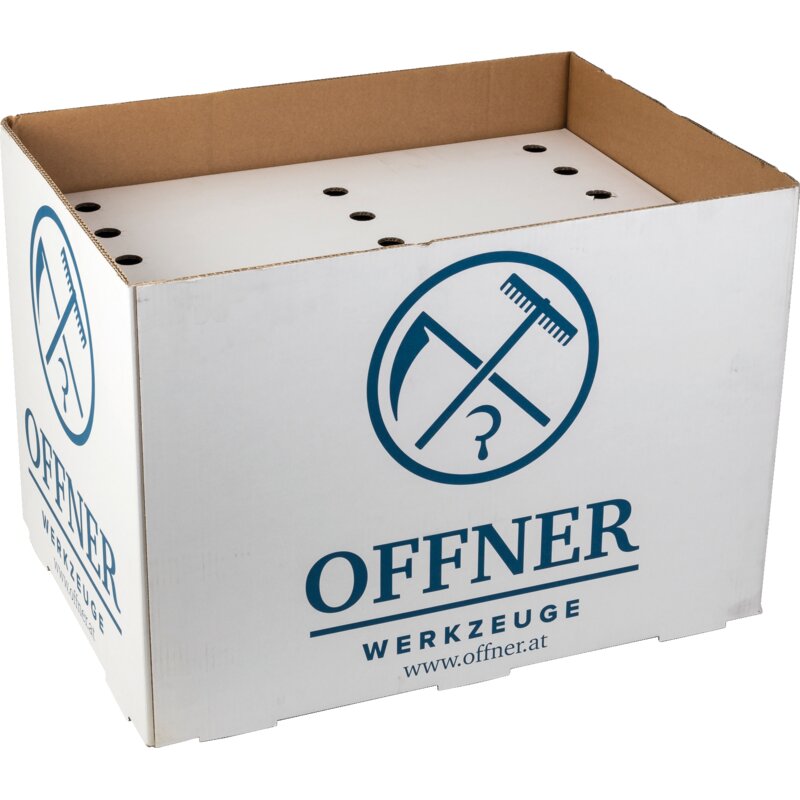 Offner Display Karton für 15 Schaufeln/Gabeln – Frontansicht