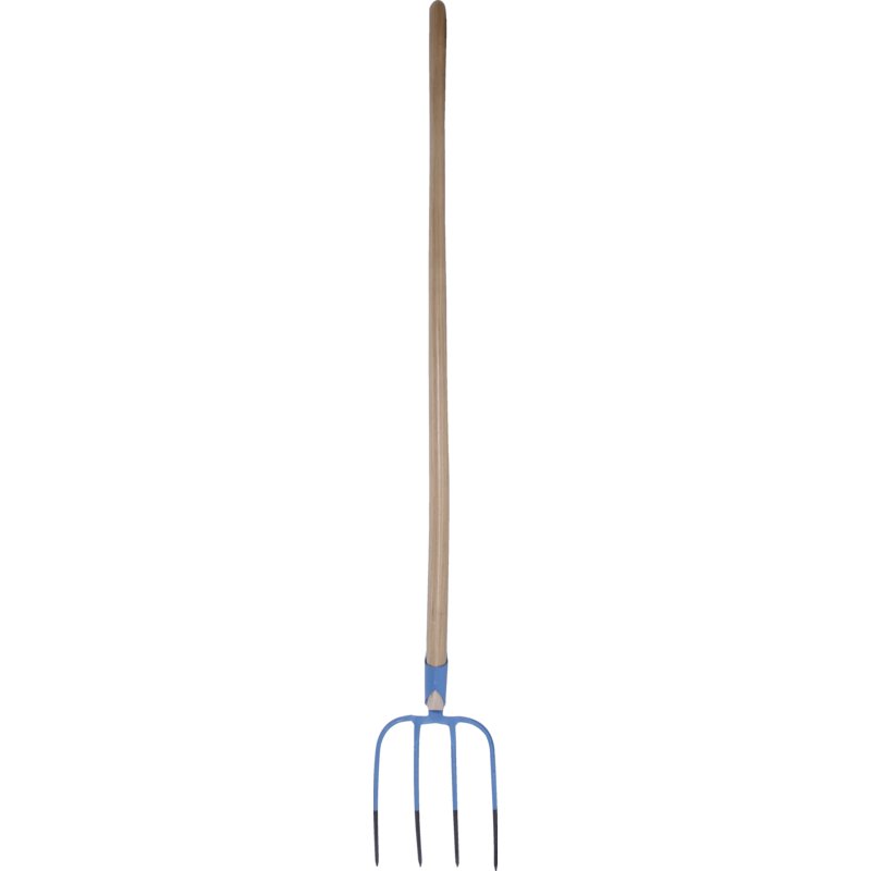 Offner Dunggabel 4 Zinken Eschenstiel – Zinken-Abmessung 32 x 23 cm, Farbe Blau