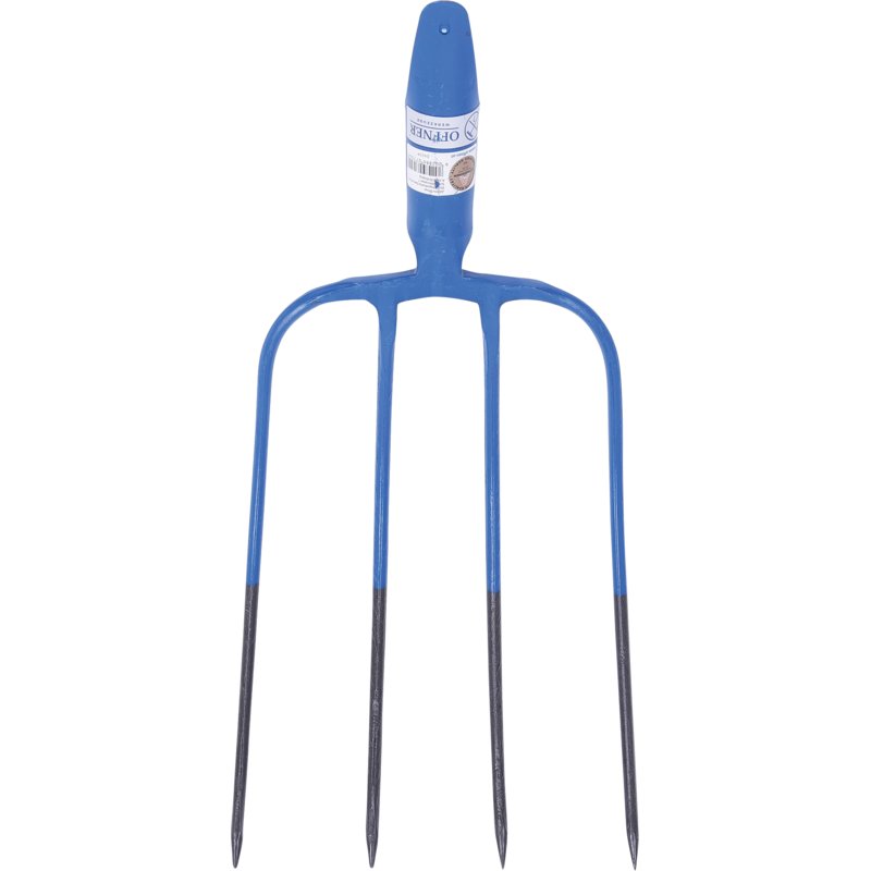 Offner Dunggabel 4 Zinken ohne Stiel mit Federdülle, L 32 x B 23 cm, blau