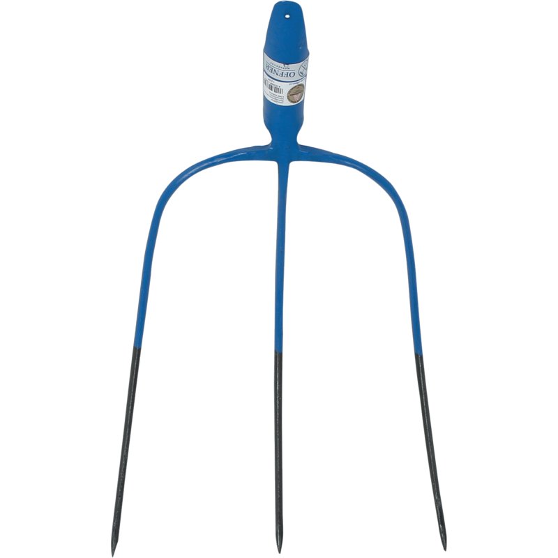 Offner Heugabel 3 Zinken ohne Stiel, blau, L 35 x B 31 cm, geschmiedeter Stahl