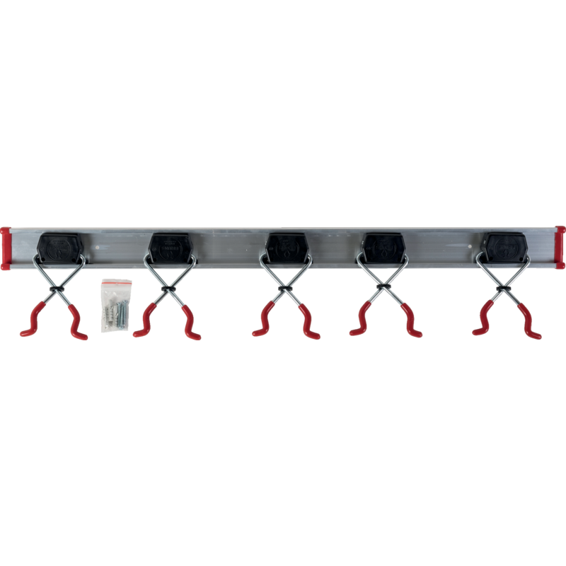 Offner Gerätehalter-Set 5 Gerätehalter 75 cm – Alu-Führungsschiene silber mit Schrauben und Endkappen