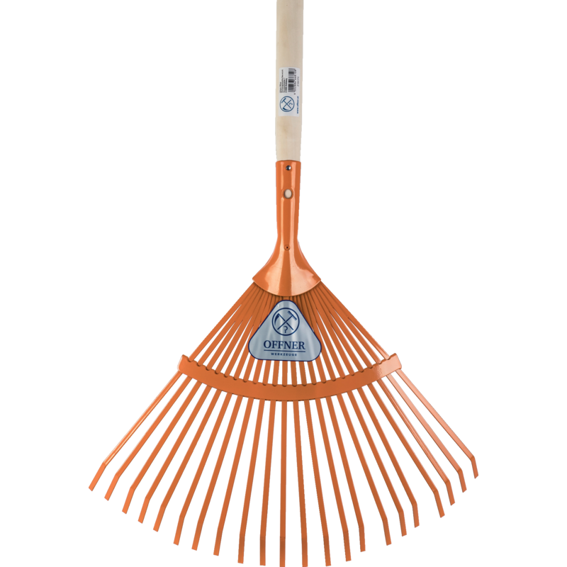 Offner Laubbesen 22 Zinken orange pulverbeschichtet mit 135 cm Holzstiel