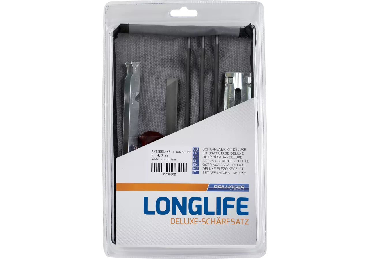 Kettenschärfsatz Longlife Deluxe, mit Rundfeile AD 4,8 mm Prillinger Longlife