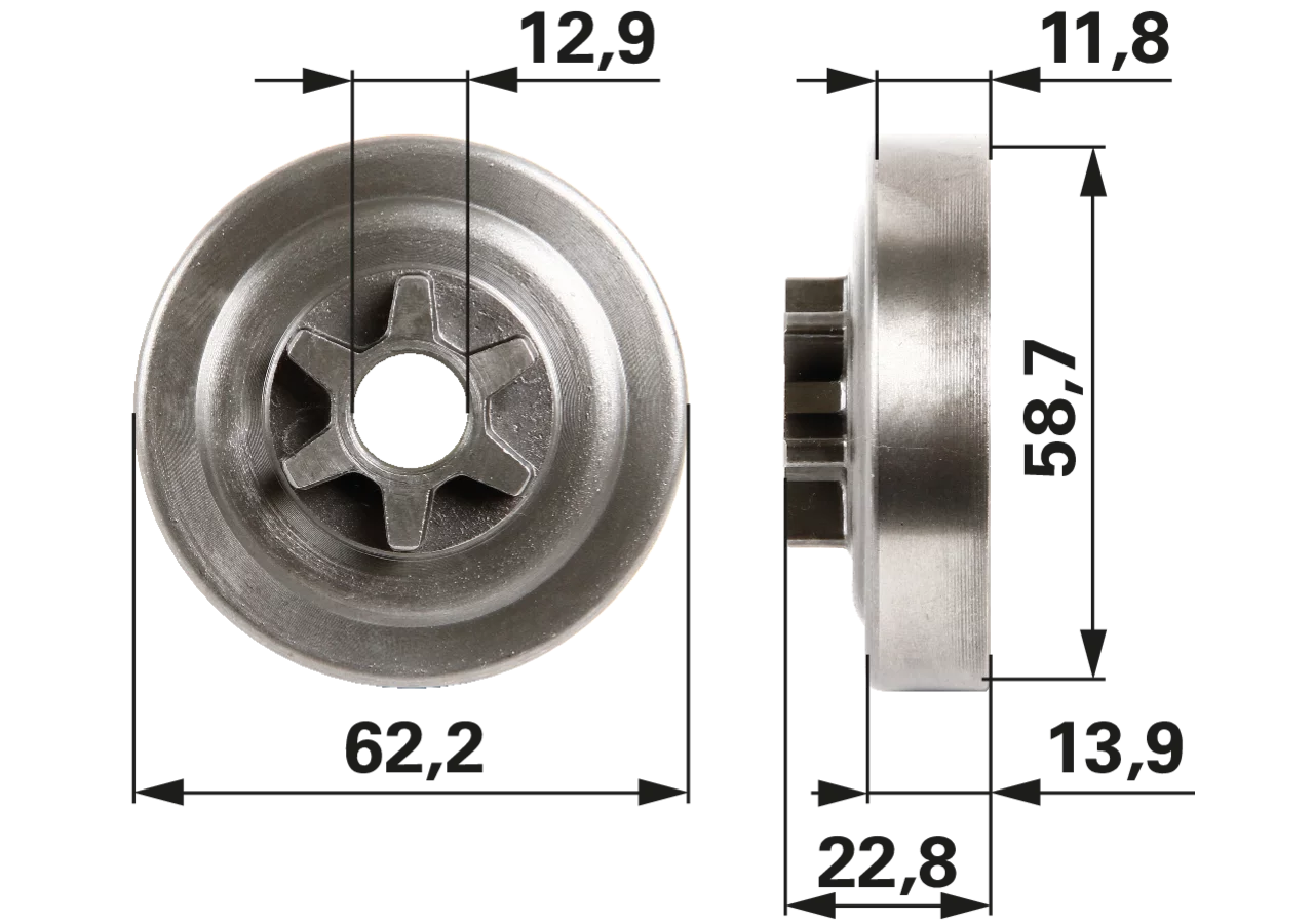 Spurkettenrad-Longlife 3/8 Zoll, 6 Zähne – passend für 28001X Prillinger Longlife