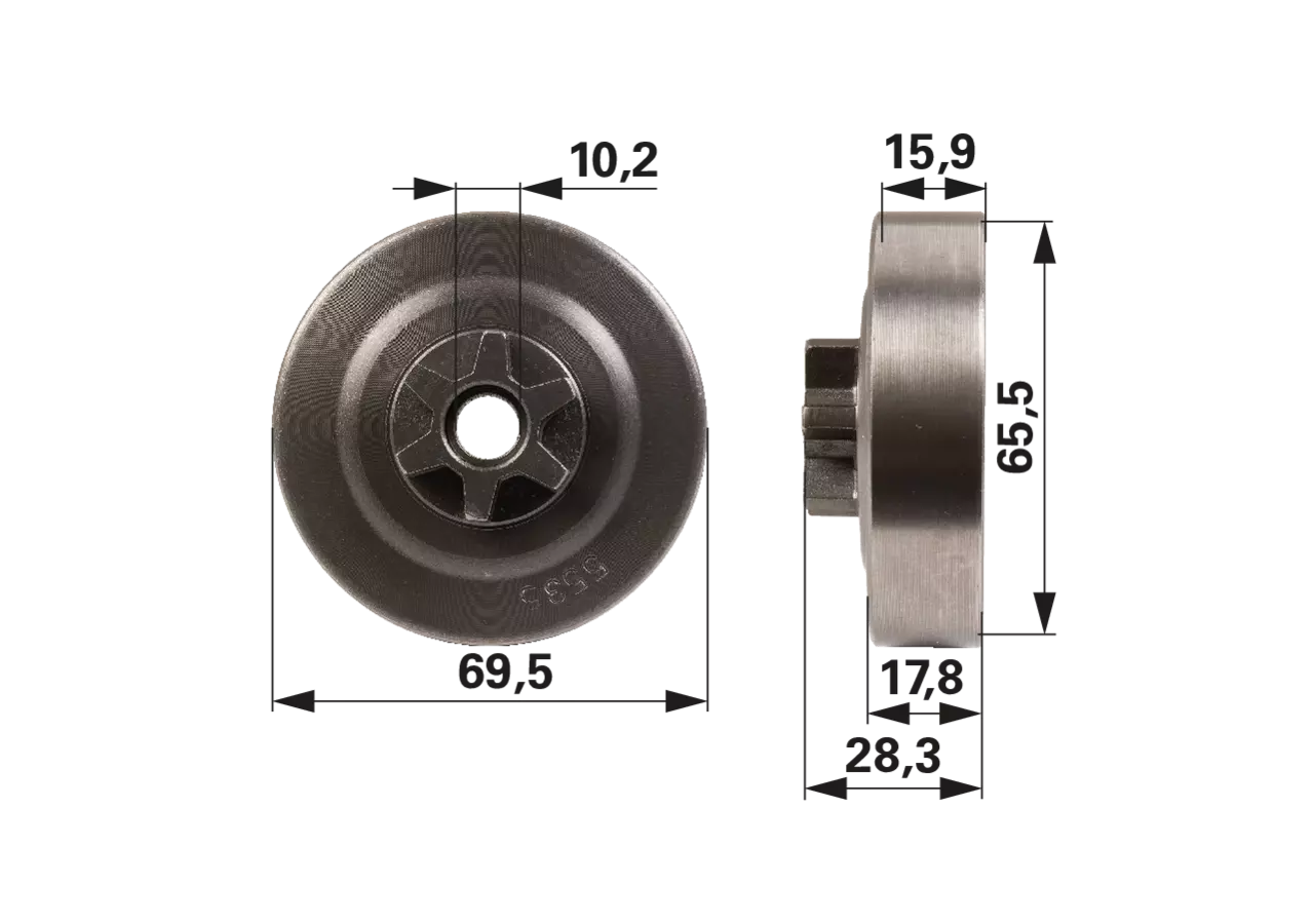 Spurkettenrad Longlife T 3/8 PI Zoll, 6 Zähne – passend für Oregon 100962X Prillinger Longlife