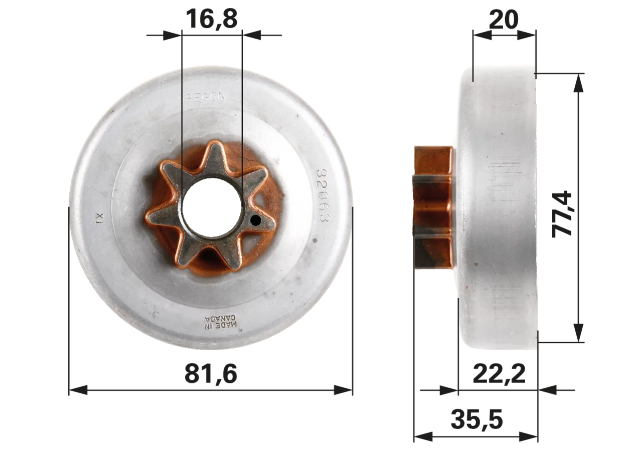 Spurkettenrad T 3/8 Zoll, 7 Zähne – passend für Oregon 32063X GartenShop24