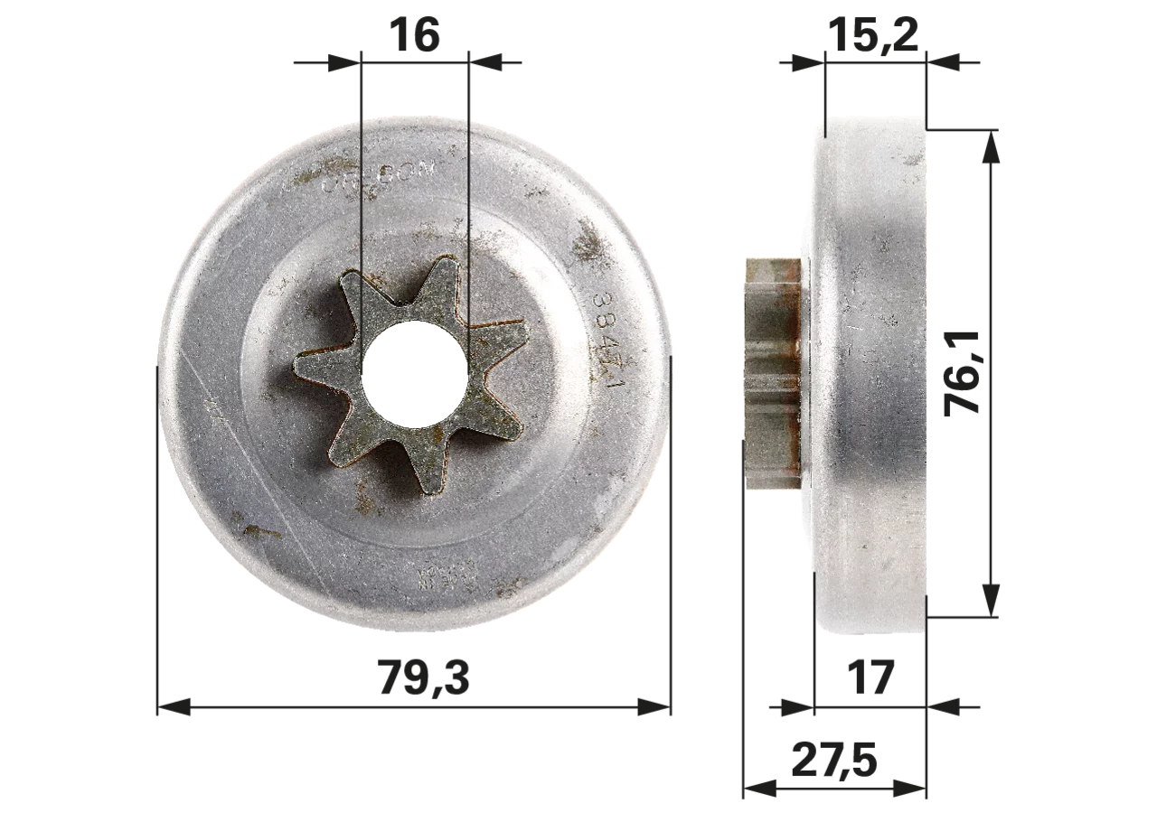 Spurkettenrad T 3/8 Zoll, 7 Zähne – passend für Oregon 38471X GartenShop24