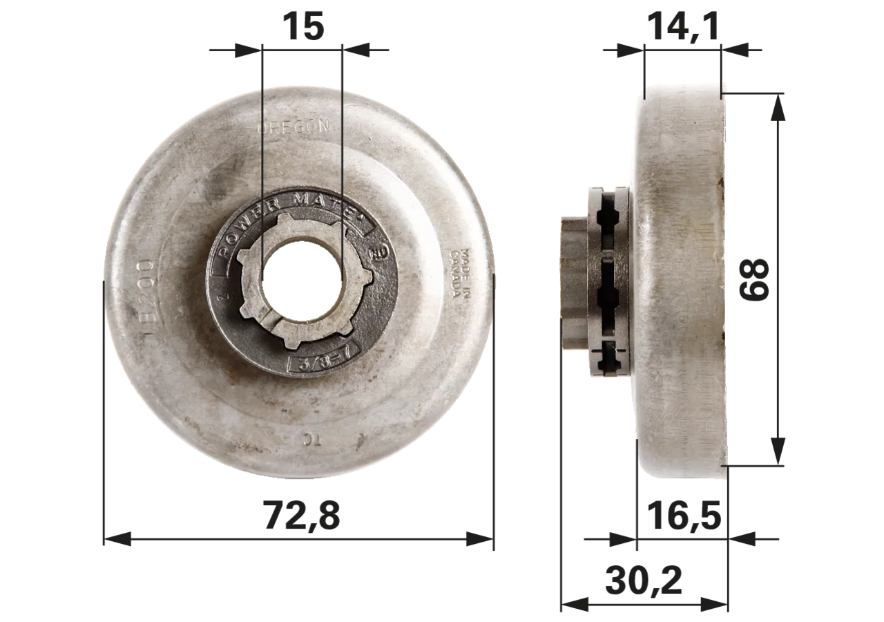 Ringkettenrad T 3/8 Zoll, 7 Zähne – passend für Oregon 18200X GartenShop24