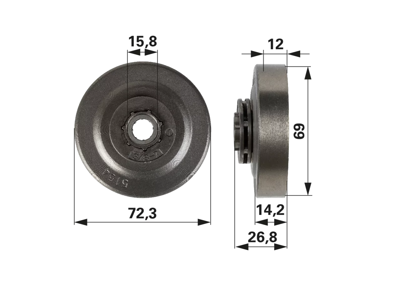 Ringkettenrad T 3/8 Zoll, 7 Zähne – passend für Oregon 108565X GartenShop24