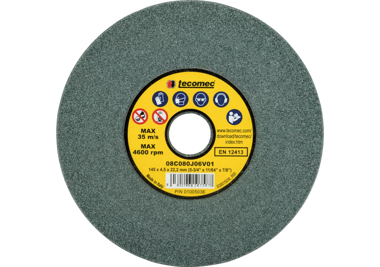 Schleifscheibe AD 145 mm, ID 22,2 mm, B 4,5 mm, grau für Hartmetall Tecomec