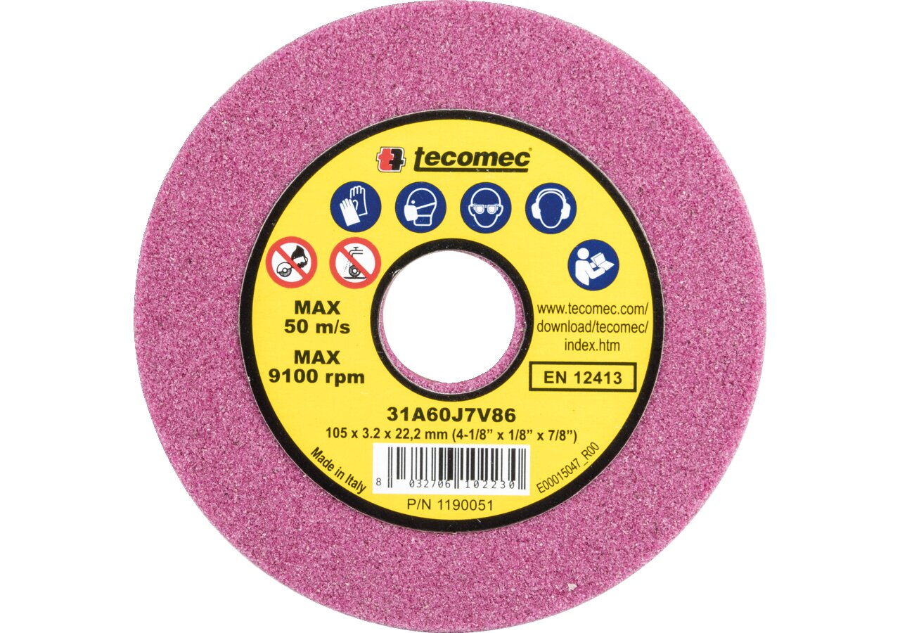 Schleifscheibe AD 105 mm, ID 22,2 mm, H 3,2 mm Tecomec