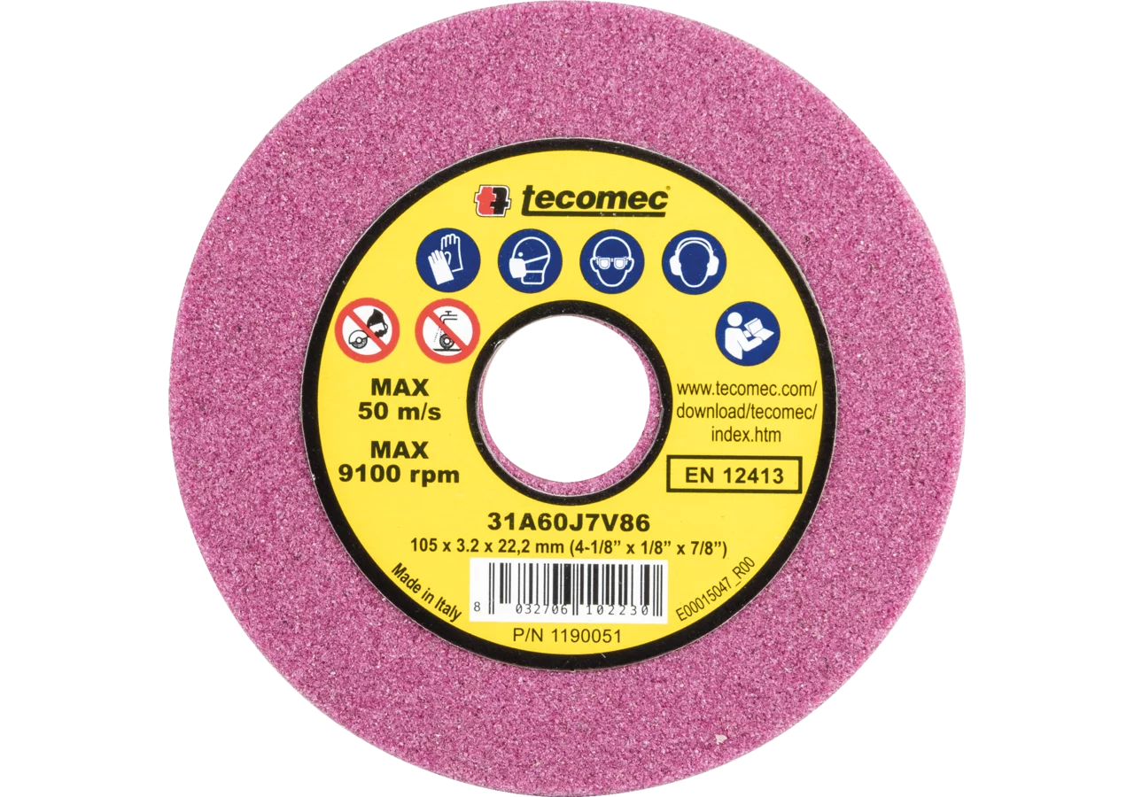 Schleifscheibe AD 105 mm, ID 22,2 mm, H 3,2 mm Tecomec