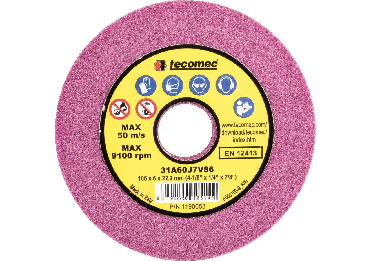 Schleifscheibe AD 105 mm, ID 22,2 mm, H 6,0 mm Tecomec