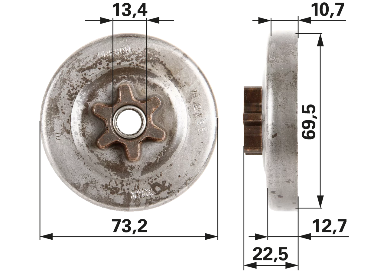 Spurkettenrad T 3/8 Zoll, 6 Zähne, LP – passend für Oregon 112135X GartenShop24