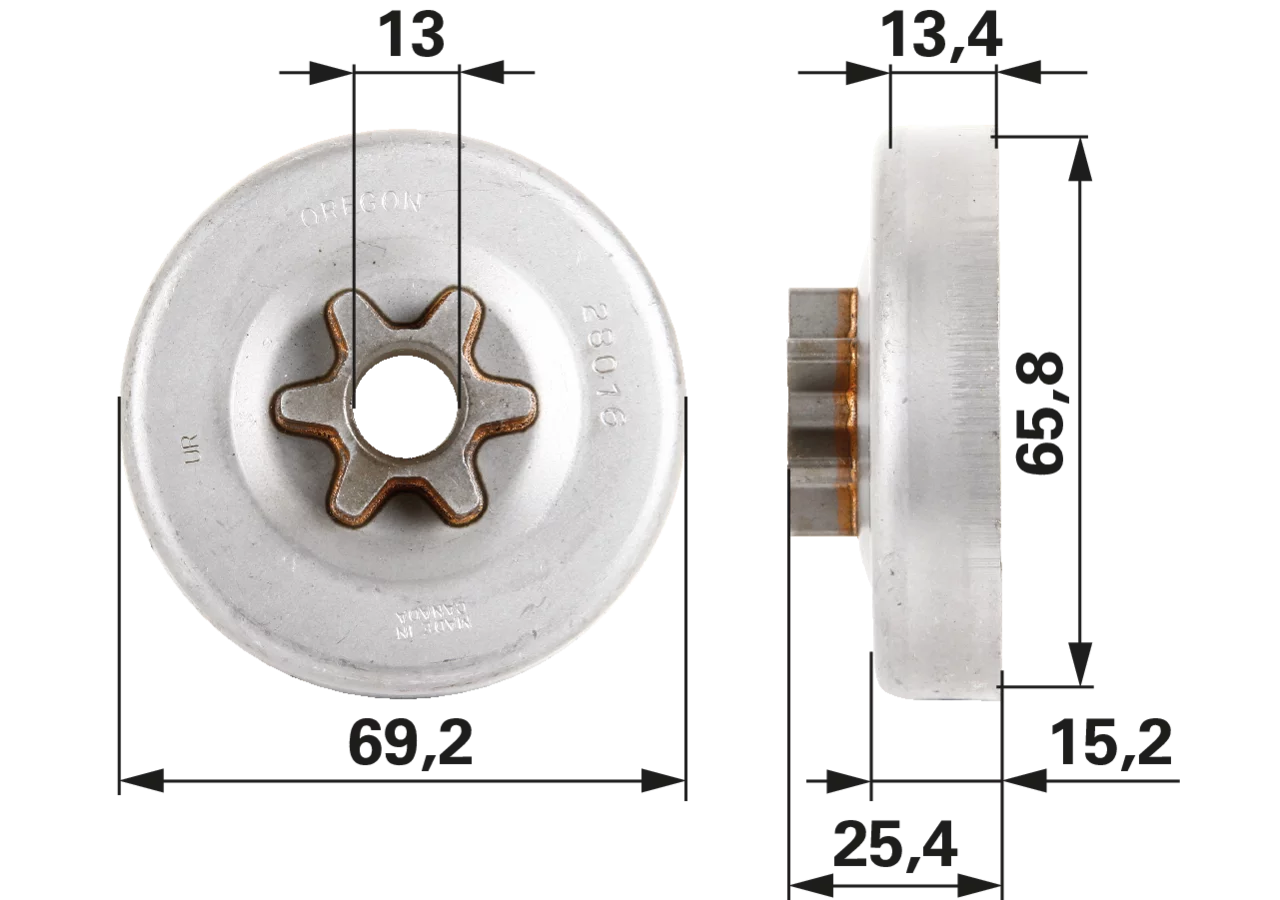 Spurkettenrad T 3/8 Zoll, 6 Zähne, LP – passend für Oregon 28016X GartenShop24