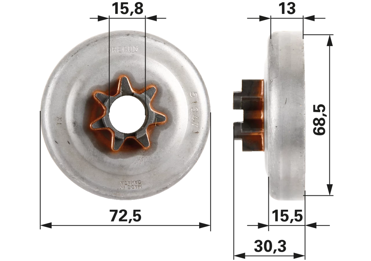 Spurkettenrad T .325 Zoll, 7 Zähne, SM7 – passend für Oregon 513471X GartenShop24