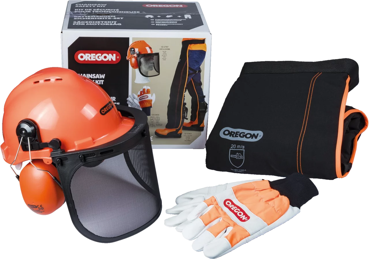 Oregon Schutzausrüstungsset Beinlinge, Helm, Handschuh GartenShop24