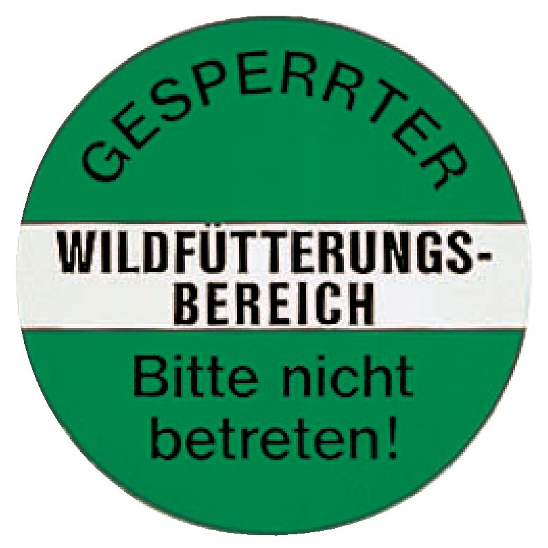 Forstschild rund Gesperrter Wildfütterungsbereich Aluminium 400 mm, grünes Warnschild