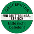 Forstschild rund Gesperrter Wildfütterungsbereich Aluminium 400 mm, grünes Warnschild