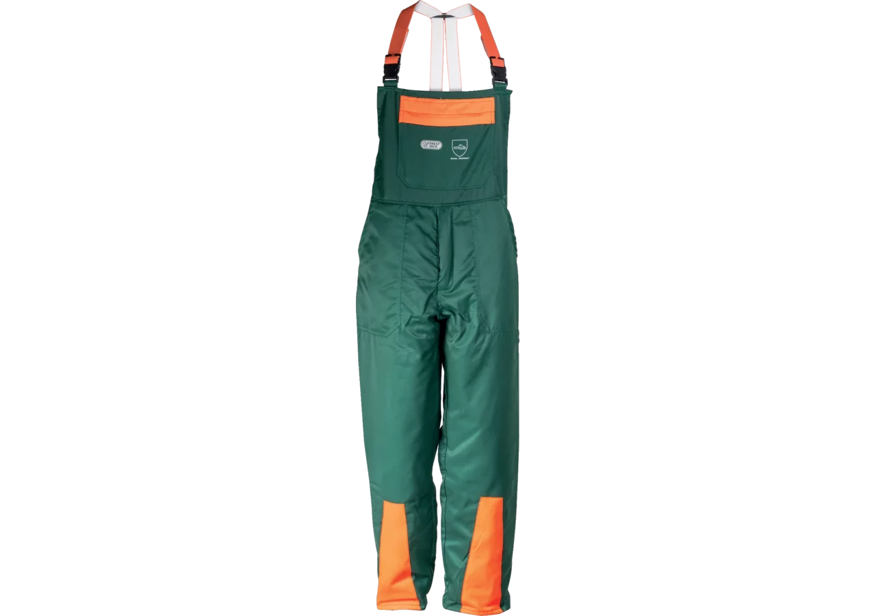 Schnittschutz-Latzhose Grün-Leuchtorange GartenShop24