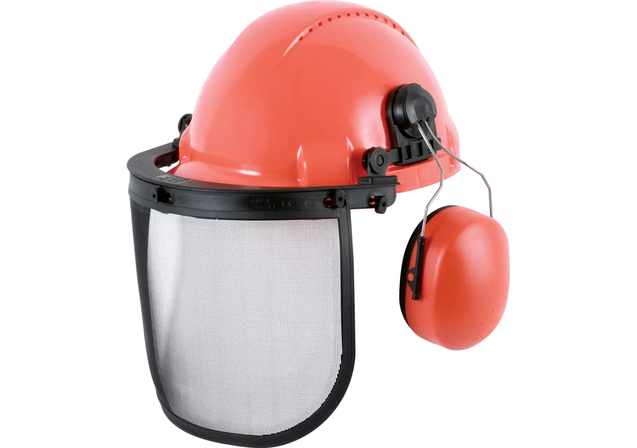 Forsthelm mit Metallgitter-Visier, Orange GartenShop24