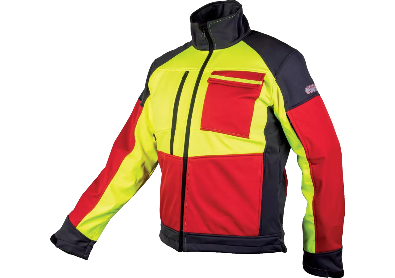 Forstjacke Softshell, Rot-Leuchtgelb-Grau, Größe S GartenShop24