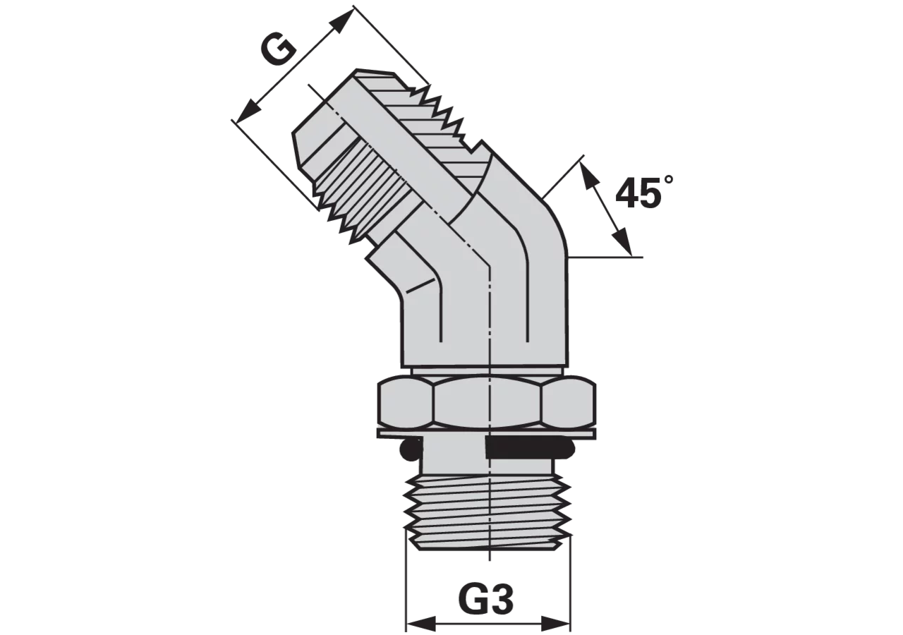 Einschraub Winkelverschraubung JIC45 9/16-18 - UNF 9/16-18 GartenShop24 - Hochwertige Gartengeräte