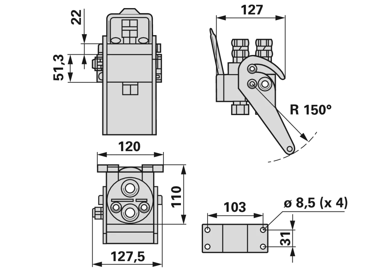 Multikuppler 2P206 2x 1/2 Fix- und Mobilteil Faster