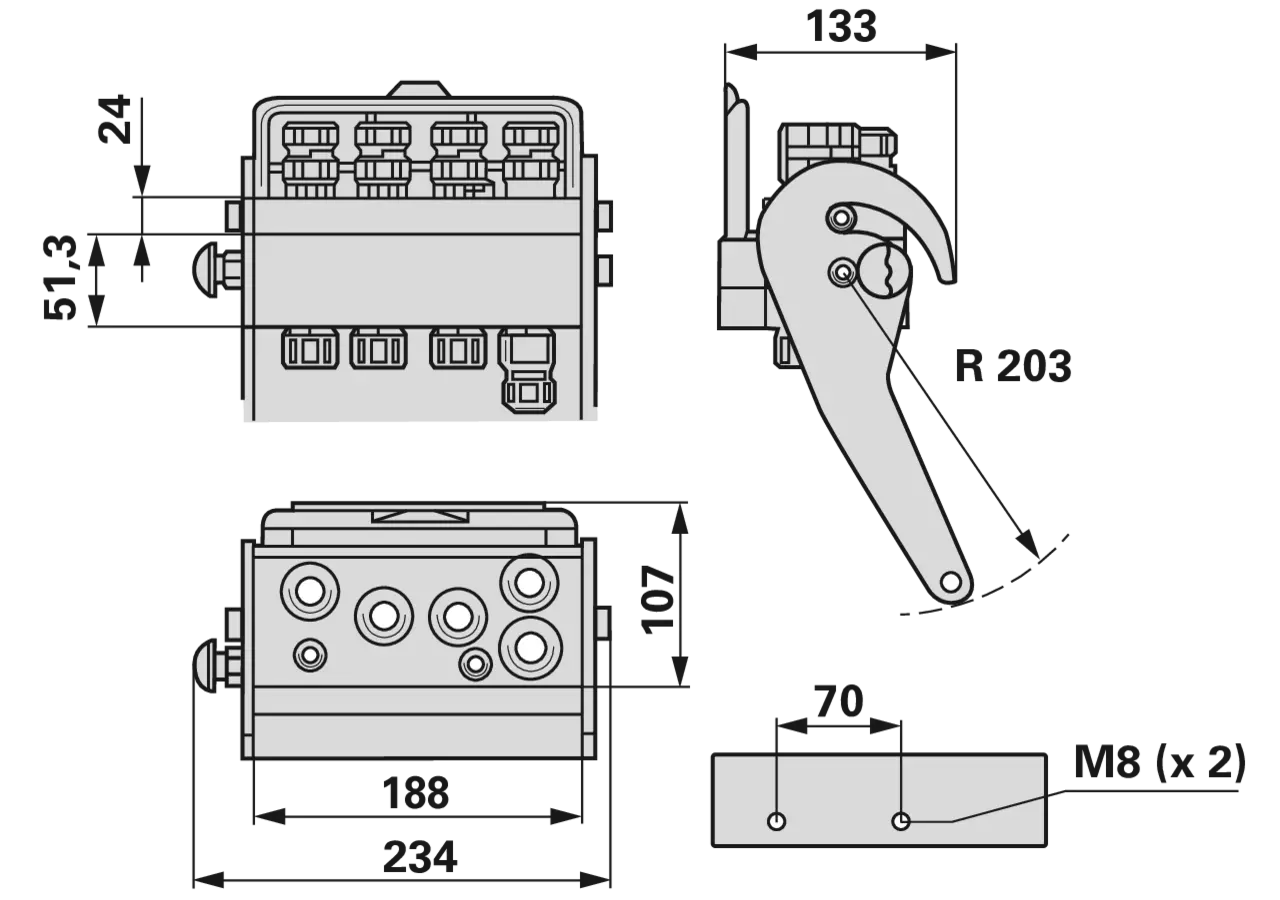 Multikuppler 2PS06-1 FC 4x 15L+E3 Fix- und Mobilteil Faster