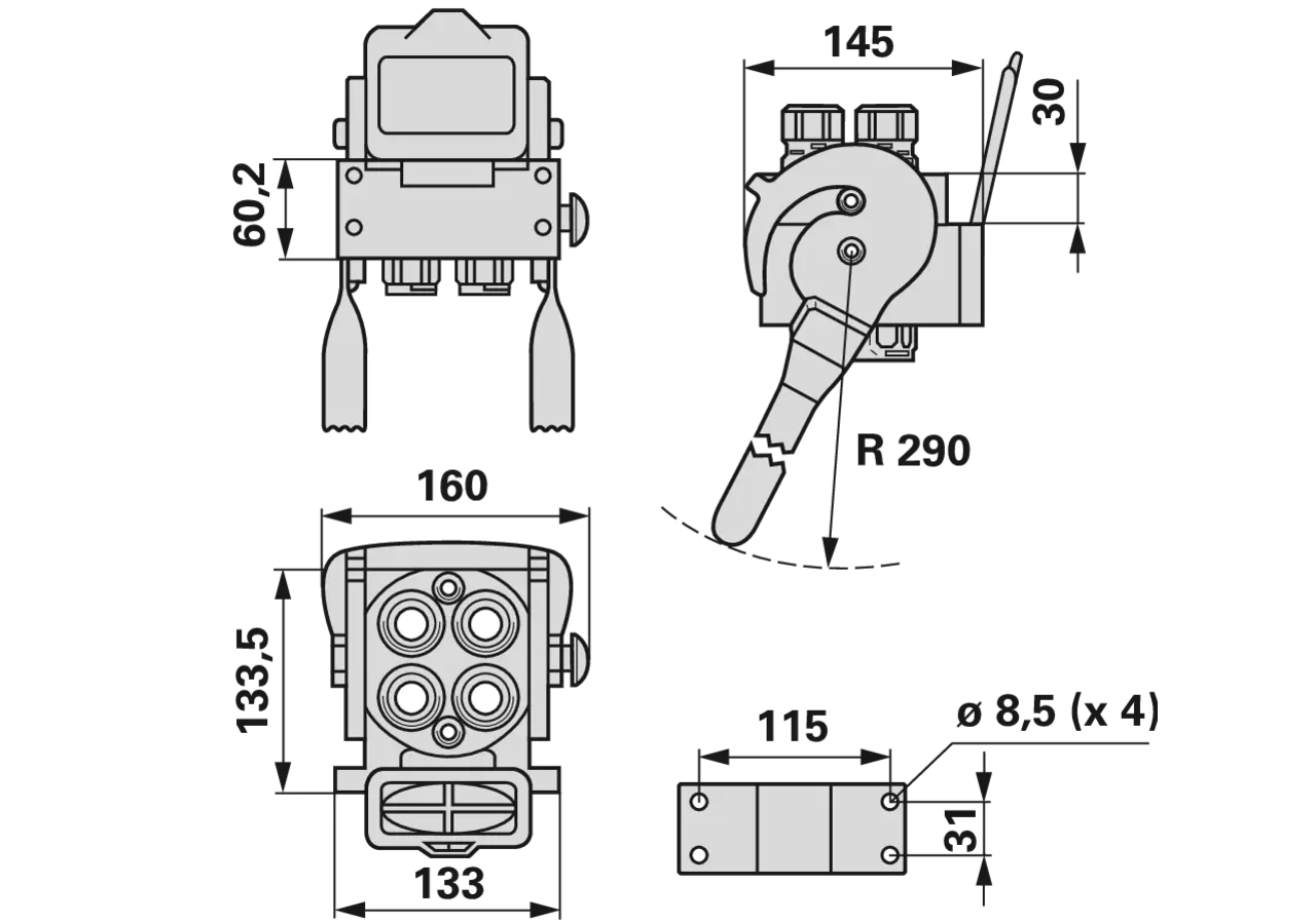 Multikuppler 2P508 4x 1/2 Mobilteil Faster