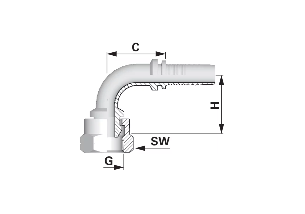 Dichtkegel JIS90 C DN12 1/2 Standard Alfagomma