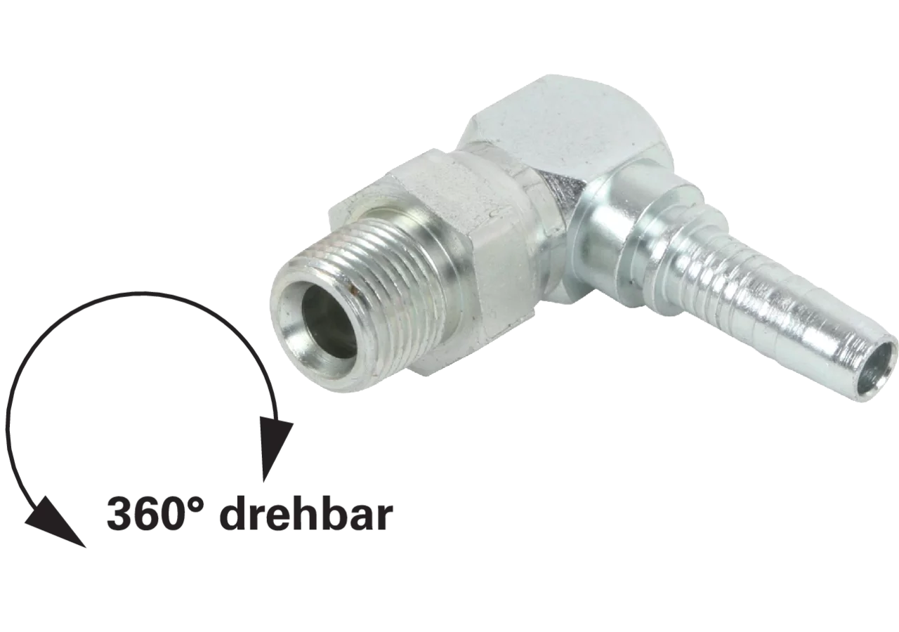 Gewindezapfen NPTF 90 DN10 3/8 Drehbar Standard Alfagomma