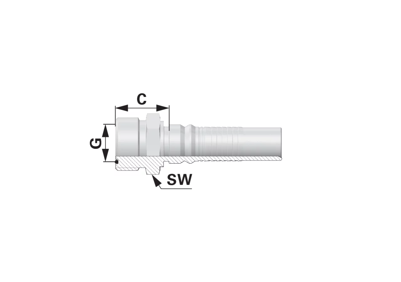 Gewindezapfen ORFS AG IL DN32 1 11/16-12 Interlock Alfagomma