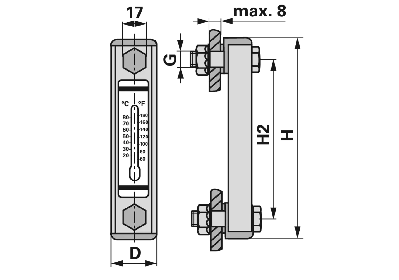 Niveauanzeige M12 LA127 mm GartenShop24 - Hochwertige Gartengeräte