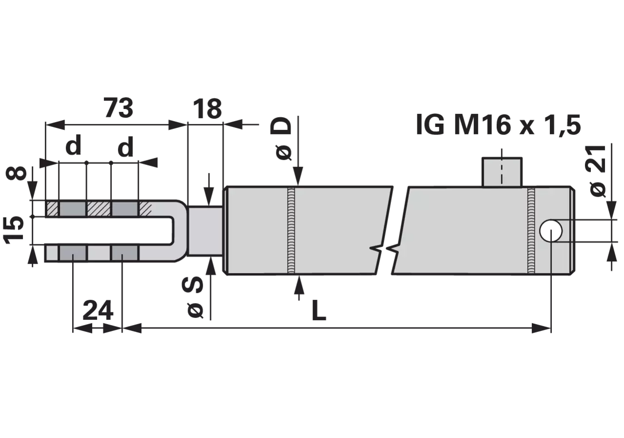 Bremszylinder EW 25x100 mit Gabelkopf Außendurchmesser 50 mm GartenShop24 - Hochwertige Gartengeräte