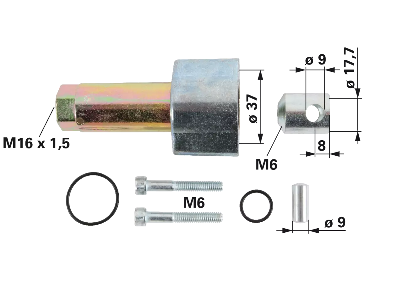 Anschlussglocke LK 37 mm, ID 9 mm, M16 x 1,5 GartenShop24 - Hochwertige Gartengeräte
