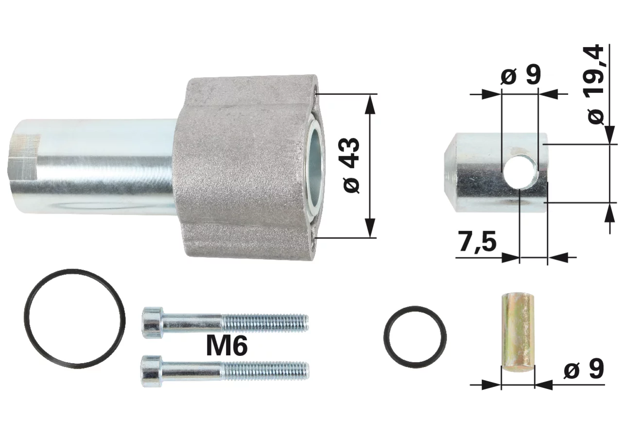 Anschlussglocke LK 43 mm, ID 9 mm, M16 x 1,5 GartenShop24 - Hochwertige Gartengeräte