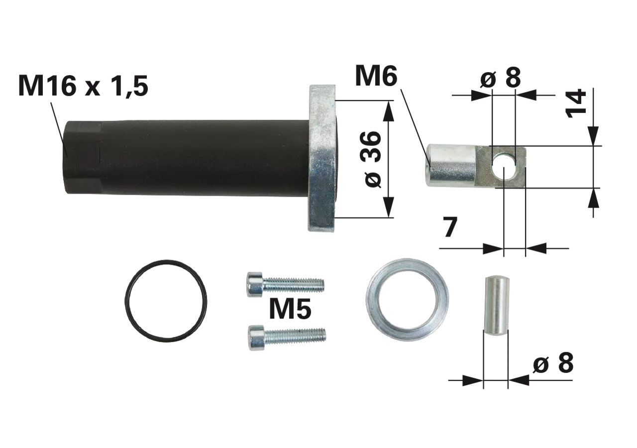 Anschlussglocke LK 36 mm, ID 8 mm, M16 x 1,5 GartenShop24 - Hochwertige Gartengeräte