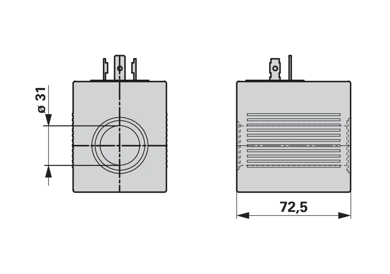 Magnetspule 12 V DC, ID 31mm, L 72,5 mm, 60 Watt GartenShop24 - Hochwertige Gartengeräte