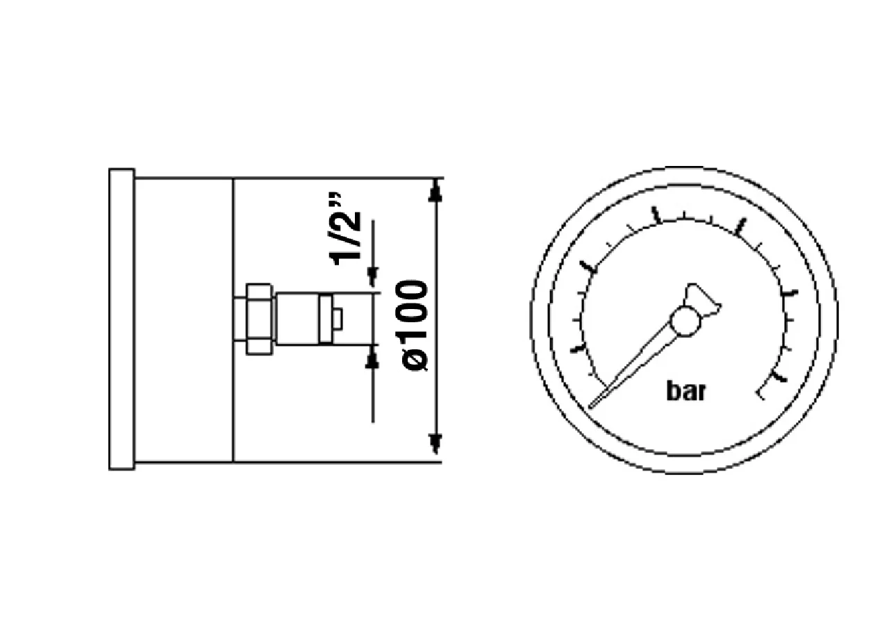 Manometer 40 bar, Dm 100 mm, G1/2 U GartenShop24 - Hochwertige Gartengeräte