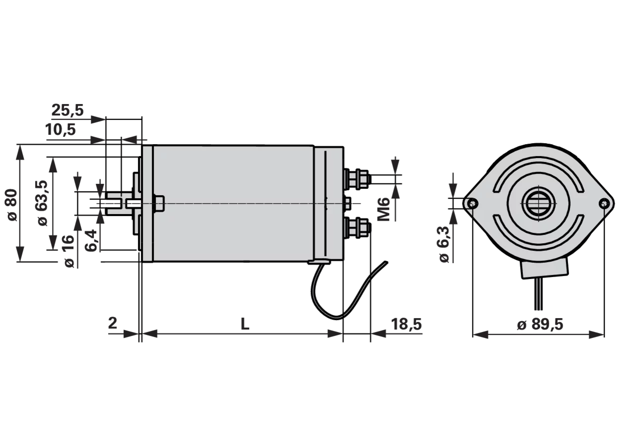 Elektromotor DC80 800 W 24 V DC, mit Themoschutz GartenShop24 - Hochwertige Gartengeräte