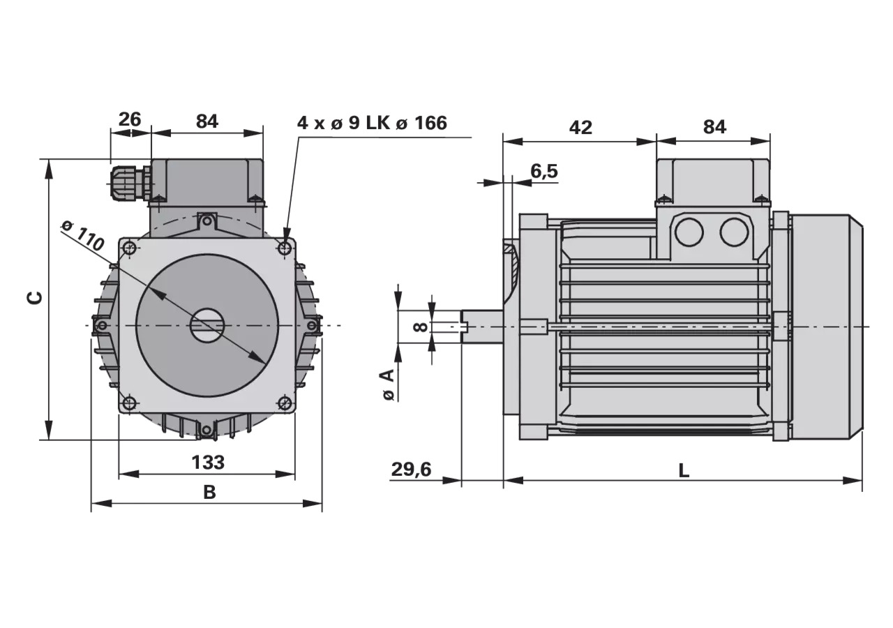 Elektromotor AC80 0,75 kW PPC IP54 230 V / 50 Hz GartenShop24 - Hochwertige Gartengeräte