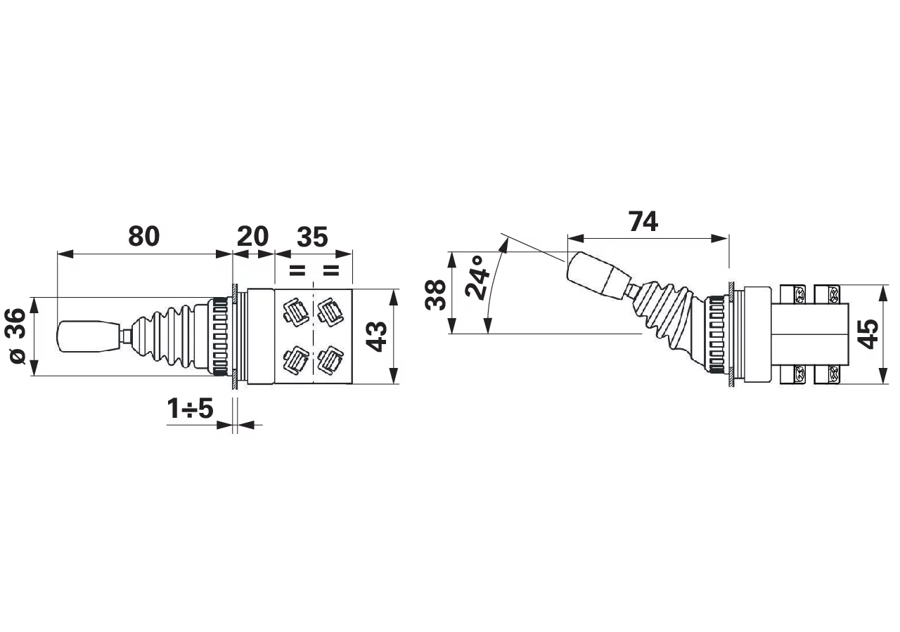 Joystick 2-Stellungen 2 x gehalten – Zulassungen: CE, UL, CSA, EAC Länge 135 mm GartenShop24