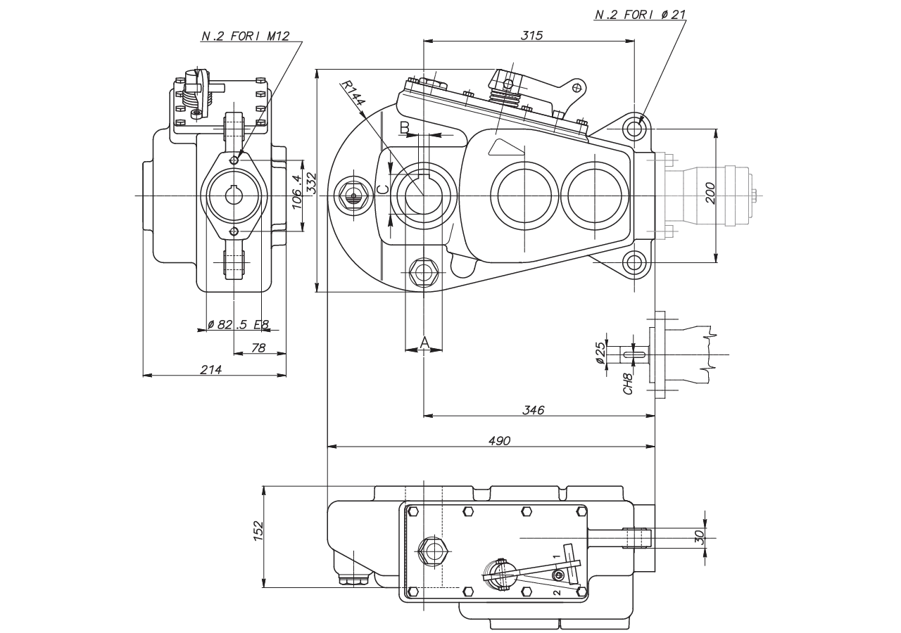 Getriebe RT400 / 2V Dm 45 GartenShop24 - Hochwertige Gartengeräte